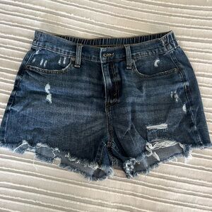 Aerie Distressed Jean Shorts Medium-Dark Blue